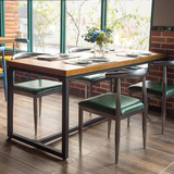 loft美式复古实木餐桌椅 酒吧餐厅桌椅 创意铁艺书桌会议桌电脑桌