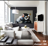 艺术装饰画现代简约欧式动物油画猩猩北欧风格家居客厅卧室背景墙