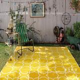 黄色清新客厅地毯卧室餐厅茶几床边毯简约现代格子满铺定制毯