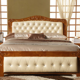 欧式实木床1.8橡木床1.5双人床 简约现代主卧床 高箱储物床软靠床