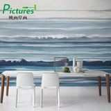 抽象手绘海浪墙纸 个性艺术卧室影视背景墙壁纸 地中海定制壁画