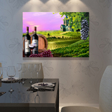 现代简约餐厅水果装饰画 单幅无框画 厨房壁画挂画墙画水晶画酒杯
