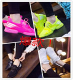 2016夏季新款休闲网状运动鞋女荧光色韩版系带跑步鞋透气糖果单鞋