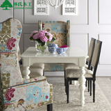 美式新古典实木白色餐桌椅组合 欧式桦木餐厅餐桌餐椅 工厂直销