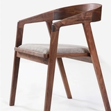 胡桃木餐椅 布艺椅子 实木软包椅 扶手椅 曲木椅 书桌椅 简约现代