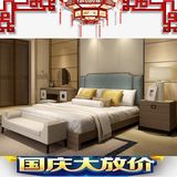 新中式床 现代别墅卧室1.8米实木卯榫双人床酒店会所宾馆床家具