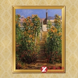 手绘油画《韦特伊莫奈花园的台阶》印象派系列风景客厅墙壁画MN81