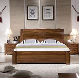 实木胡桃木床2米2.2米大床 双人床 婚床 卧室床1.8米高箱气动床