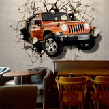 汽车破墙3D个性墙纸办公室餐厅酒吧咖啡厅ktv定制复古休闲吧壁画