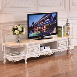 欧式电视柜 大理石全实木雕花电视柜地柜 客厅白色茶几电视柜组合