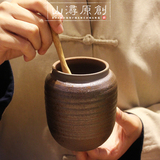 山浔 正品陶瓷 仿古手工粗陶普洱茶茶叶罐子 发酵茶茶罐 非密封罐