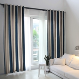 地中海雪尼尔窗帘布条纹成品飘窗定制现代简约窗帘客厅卧室遮光