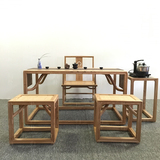 中式古典实木茶室茶桌茶椅免漆榆木方凳文人空间设计明式禅意家具