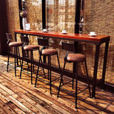 美式LOFT家用长吧台桌铁艺复古工业风吧台桌高吧桌咖啡厅吧台桌椅