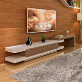 欧式简约伸缩电视柜钢琴烤漆双层客厅小户型胡桃贴皮实木抽屉D16