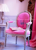 欧式实木雕花框架餐椅田园粉红色绒布布艺单人沙发 餐椅 休闲书椅