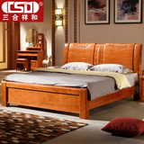 现代简约中式全实木床1.8米储物高箱床卧室双人床橡胶橡木婚床