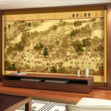 宾馆中式客厅沙电视背景影视墙纸壁纸大型壁画清明上河图墙画