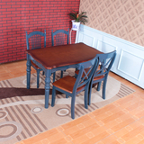 地中海实木条形时尚休闲餐桌椅组合美式现代简约宜家小户型饭桌子