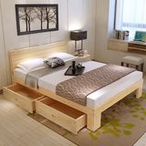 简约实木床松木家具床单人床1米宽1.2 1.5 1.8米单人双人床儿童床