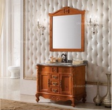 欧式美式仿古浴室柜橡木实木落地整体洗漱台台盆简约卫生间梳洗柜