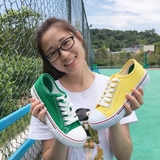 韩国ulzzang百搭低帮平跟小白鞋子韩版白色夏女系带学生帆布鞋潮