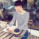 2016新款秋季男士纯棉条纹长袖T恤 韩版修身百配青少年潮流热卖款