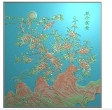 北京精雕图花开富贵屏风牡丹鸟屏风靠背浮雕图 电脑雕刻图