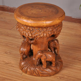 泰国实木手工整木雕大象换鞋凳创意时尚招财象实木凳进口原木凳子
