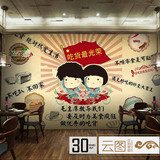 3D手绘8090致青春墙纸披萨吃货主题大型壁画餐厅革命红军背景壁纸