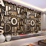 复古 3d立体个性字母涂鸦壁纸酒吧KTV咖啡厅嘻哈风格大型壁画墙纸