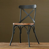 美式LOFT复古工业风格铁艺做旧餐椅实木椅简约休闲椅办公椅包邮