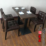 咖啡厅桌椅西餐厅奶茶店快餐椅子甜品快餐桌椅组合四人仿实木桌椅