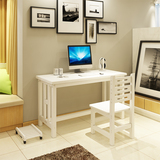 白色时尚双人简易纯实木电脑桌家用大书桌韩式简约现代经济型烤漆