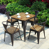 特价铁艺实木户外桌椅组合咖啡厅奶茶店阳台庭院休闲桌椅三件套