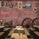 欧式3D立体工业涂鸦砖纹墙纸背景壁画服装店休闲咖啡餐厅酒吧壁纸