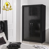 后现代新古典衣柜双门黑色卧室衣橱实木现代简约2门烤漆储物柜