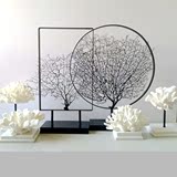 现代新中式铁艺真海树摆件 创意高档工艺品 样板间玄关电视柜饰品