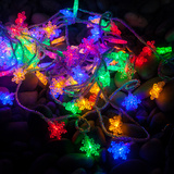 LED星星彩灯闪灯串灯小雪花灯串圣诞树装饰灯婚庆布置星星彩灯球