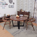 厂家直销北欧铁艺简易仿古实木大圆桌子 创意小户型宜家圆形餐桌