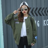 秋季韩版学生贴布字母棒球服原宿bf休闲风秋短款夹克薄外套风衣女