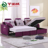 布艺沙发小户型 转角软体 沙发床 推拉床 多功能可储物 布艺沙发