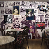 欧美风格壁纸怀旧电影立体人物3D大型壁画餐厅咖啡饮品店墙纸复古