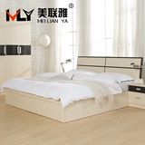 高箱储物床双人板式床1.5/1.35/1.8米气动储物硬板白枫木色收纳床