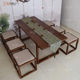 新中式老榆木茶桌椅组合明清仿古全实木茶台功夫茶艺桌禅意家具