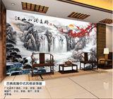 大型中式壁画电视背景墙沙发影视墙壁纸3D国画山水江山如此多娇