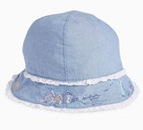 【现货】英国代购NEXT 2016春夏女宝宝可爱纯棉牛仔蓝遮阳帽 帽子
