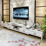现代简约客厅电视柜 伸缩储物电视机柜茶几组合象牙白视听柜烤漆