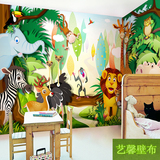 3D大型卡通彩色动物乐园墙壁纸 儿童房壁布早教幼儿园温馨壁画