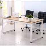 钢木台式电脑桌钢木桌简易纯实木书桌办公桌会议桌学生写字台餐桌